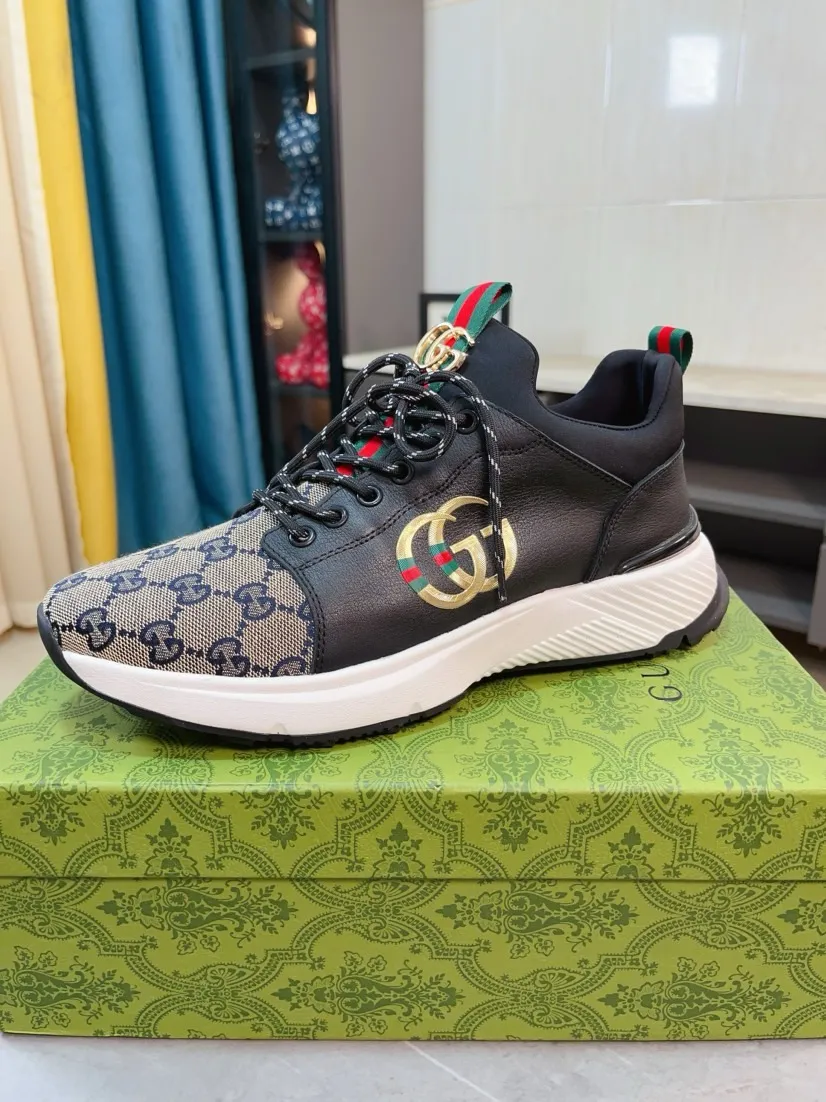 Men's shoes 💰458🌹🌹GUCCI [Gucci] New high-end brand of men's shoes, the latest fashionable casual men's shoes, trendy and versatile, relaxed and sporty style, uppers imported from Italy, first-layer cowhide, genuine leather lining, and ultra-fine workmanship. Original personalized fashionable rubber wear-resistant outsole, light and comfortable on the foot, size 38-44
